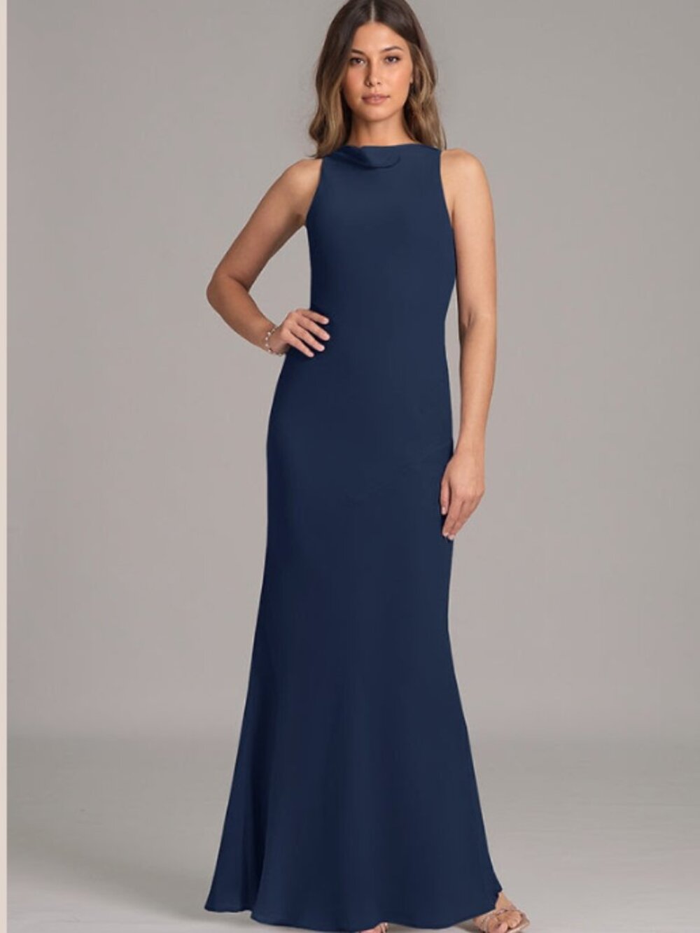 Azazie Allettie Size A8 Navy Blue